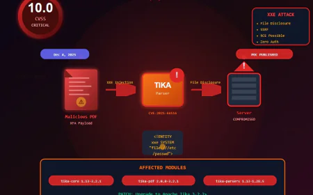 CVE-2025-66516: Critical XXE in Apache Tika (CVSS 10.0) Enables RCE via Malicious PDFs