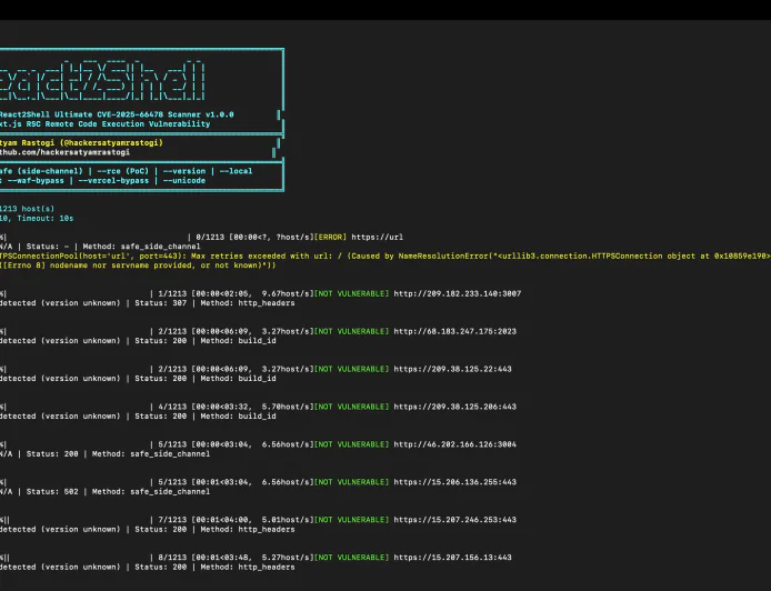React2Shell Ultimate - The First Autonomous Scanner for Next.js RSC RCE (CVE-2025-66478)