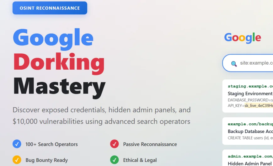 Google Dorking Mastery: From Passive OSINT to Finding Your Next $10,000 Bug Bounty